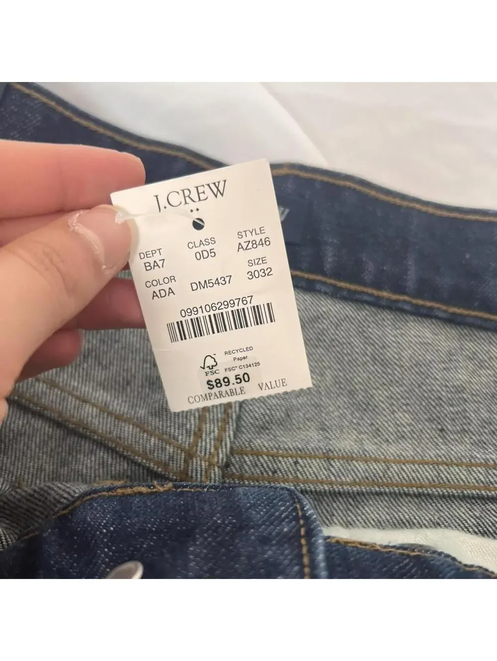 NWT J.Crew dark blue slim rigid denim jeans size 30